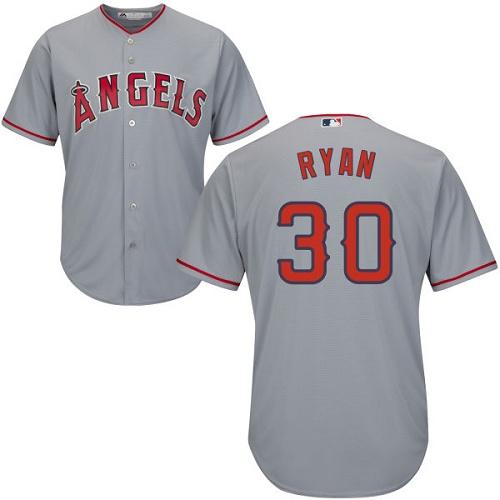 Angels #30 Nolan Ryan Grey Cool Base Stitched Youth MLB Jersey